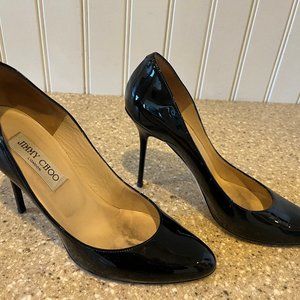 Jimmy Choo 4" stilleto heels, black patent leather size 37